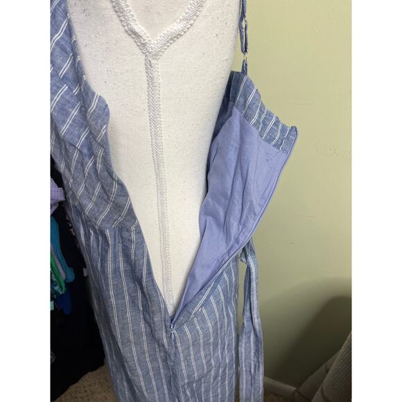 Banana Republic blue stripes linen shift dress with belt, size 4, NWT - Picture 7 of 14